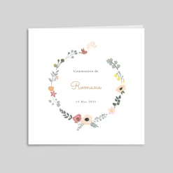 Faire-part Communion^Planet cards Couronne Fleurie