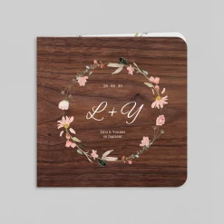 Faire-part Mariage Champêtre^Planet cards Couronne Florale sur Bois