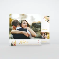 Carte Remerciement Mariage Champêtre^Planet cards Couronne Jaune Rose