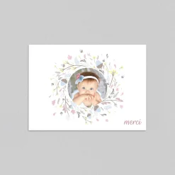 Carte Remerciement Baptême Photo^Planet cards Couronne pastel