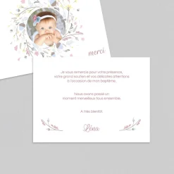 Carte Remerciement Baptême Photo^Planet cards Couronne pastel