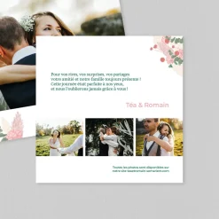 Carte Remerciement Mariage Champêtre^Planet cards Couronne Rose et Verte