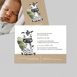 Faire-part Baptême Civil^Planet cards Couronne Tropicale