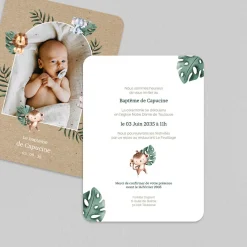 Faire-part Baptême Civil^Planet cards Couronne Tropicale