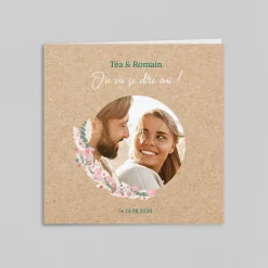 Faire-part Mariage Bohème | Faire-part Mariage Champêtre^Planet cards Couronne Verte et Rose