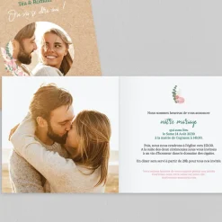 Faire-part Mariage Bohème | Faire-part Mariage Champêtre^Planet cards Couronne Verte et Rose