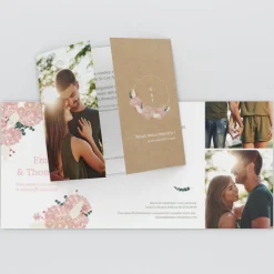 Faire-part Mariage Bohème | Faire-part Mariage Champêtre^Planet cards Couronne Verte et Rose