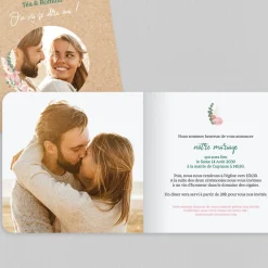 Faire-part Mariage Bohème | Faire-part Mariage Champêtre^Planet cards Couronne Verte et Rose