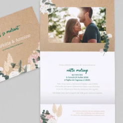 Faire-part Mariage Bohème | Faire-part Mariage Champêtre^Planet cards Couronne Verte et Rose