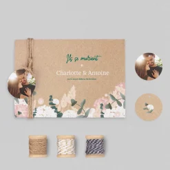 Faire-part Mariage Bohème | Faire-part Mariage Champêtre^Planet cards Couronne Verte et Rose