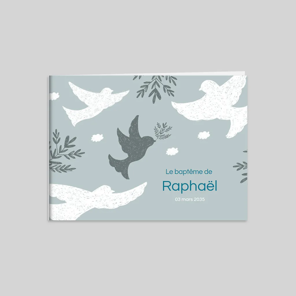 Faire-part Baptême Original | Faire-part Baptême Champêtre^Planet cards Couronne Végétale et Colombes Garçon