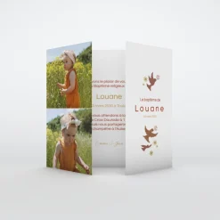 Faire-part Baptême Champêtre | Faire-part Baptême Fille^Planet cards Couronne Végétale et Colombes Fille