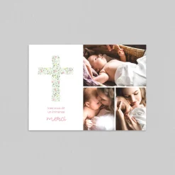 Carte Remerciement Baptême Fille^Planet cards Croix Champêtre