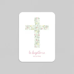 Faire-part Baptême Champêtre | Faire-part Baptême Fille^Planet cards Croix Champêtre