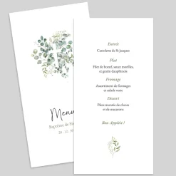 Menu Baptême^Planet cards Croix Eucalyptus
