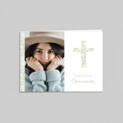 Faire-part Communion^Planet cards Croix Florale