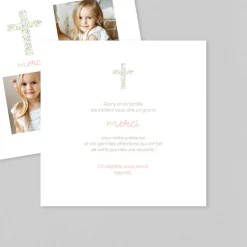 Carte Remerciement Communion^Planet cards Croix Florale