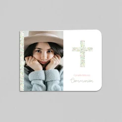 Faire-part Communion^Planet cards Croix Florale