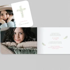 Faire-part Communion^Planet cards Croix Florale