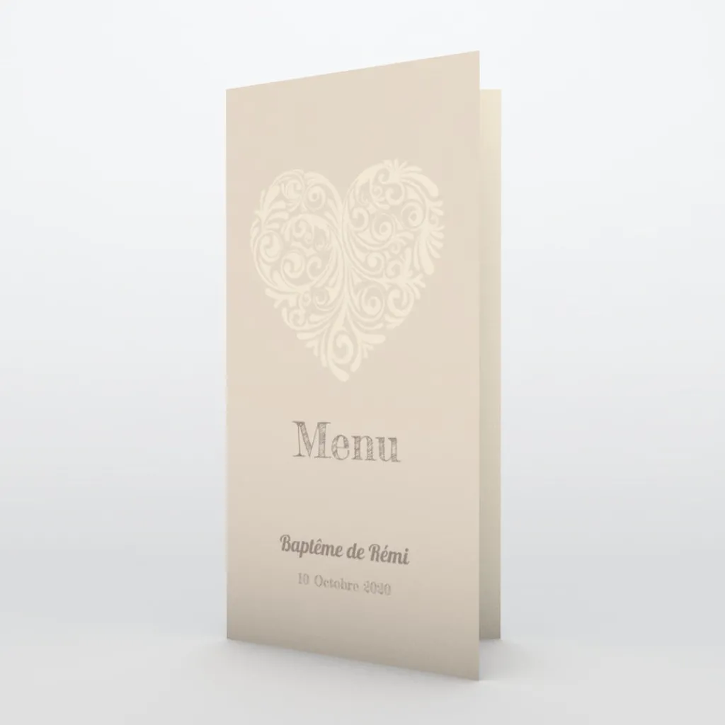 Menu Baptême^Planet cards Cœur Original