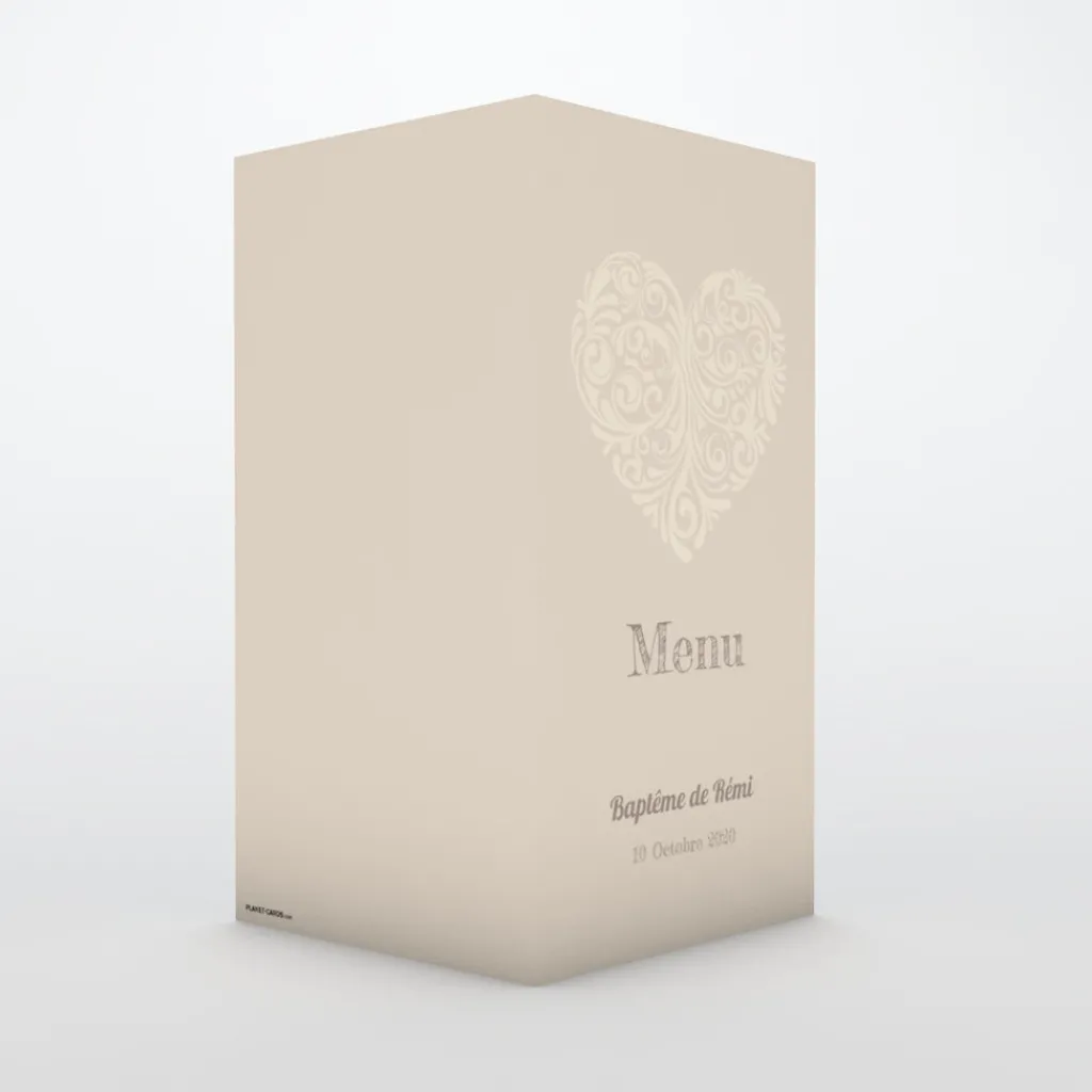 Menu Baptême^Planet cards Cœur Original