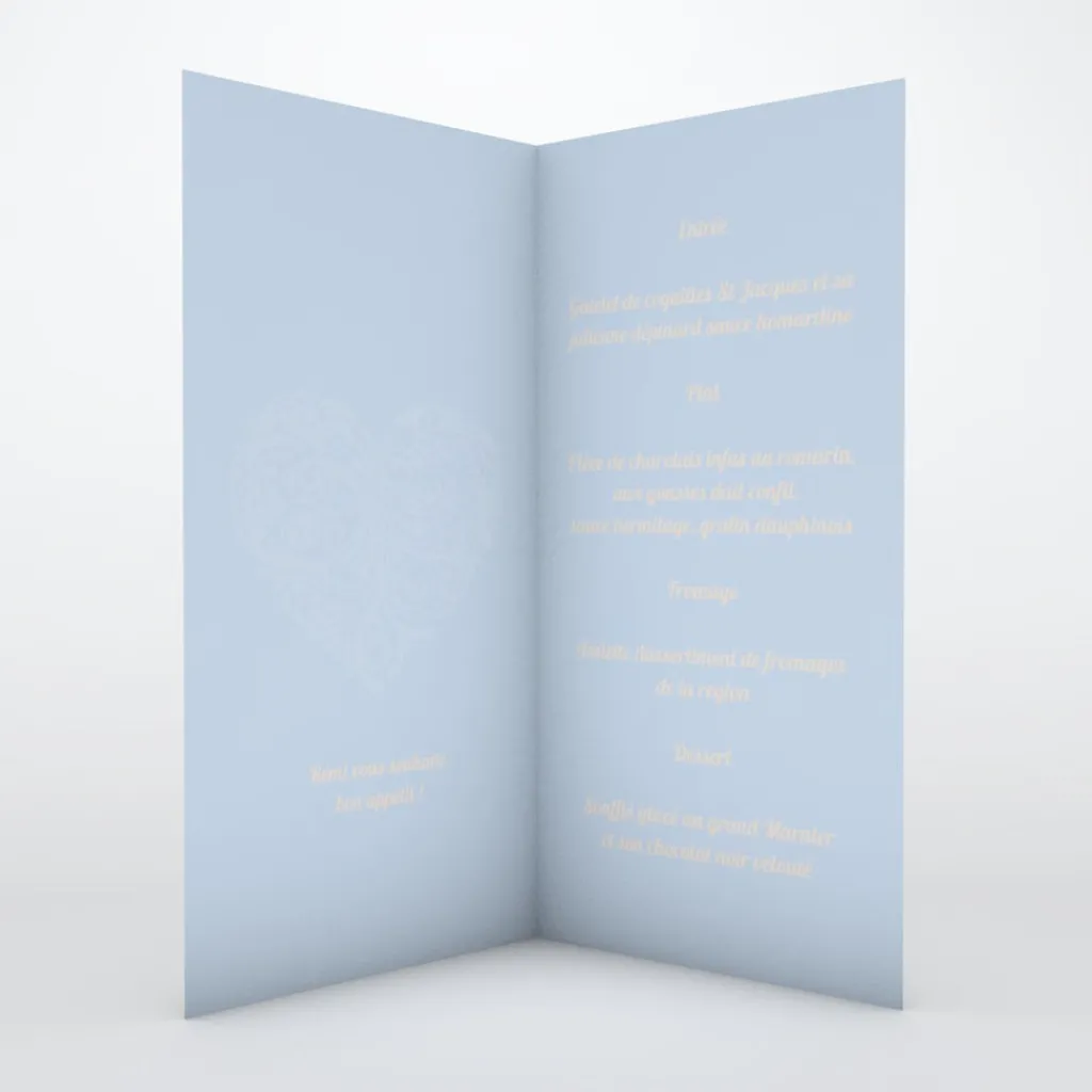 Menu Baptême^Planet cards Cœur Original