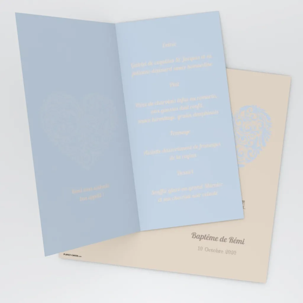 Menu Baptême^Planet cards Cœur Original