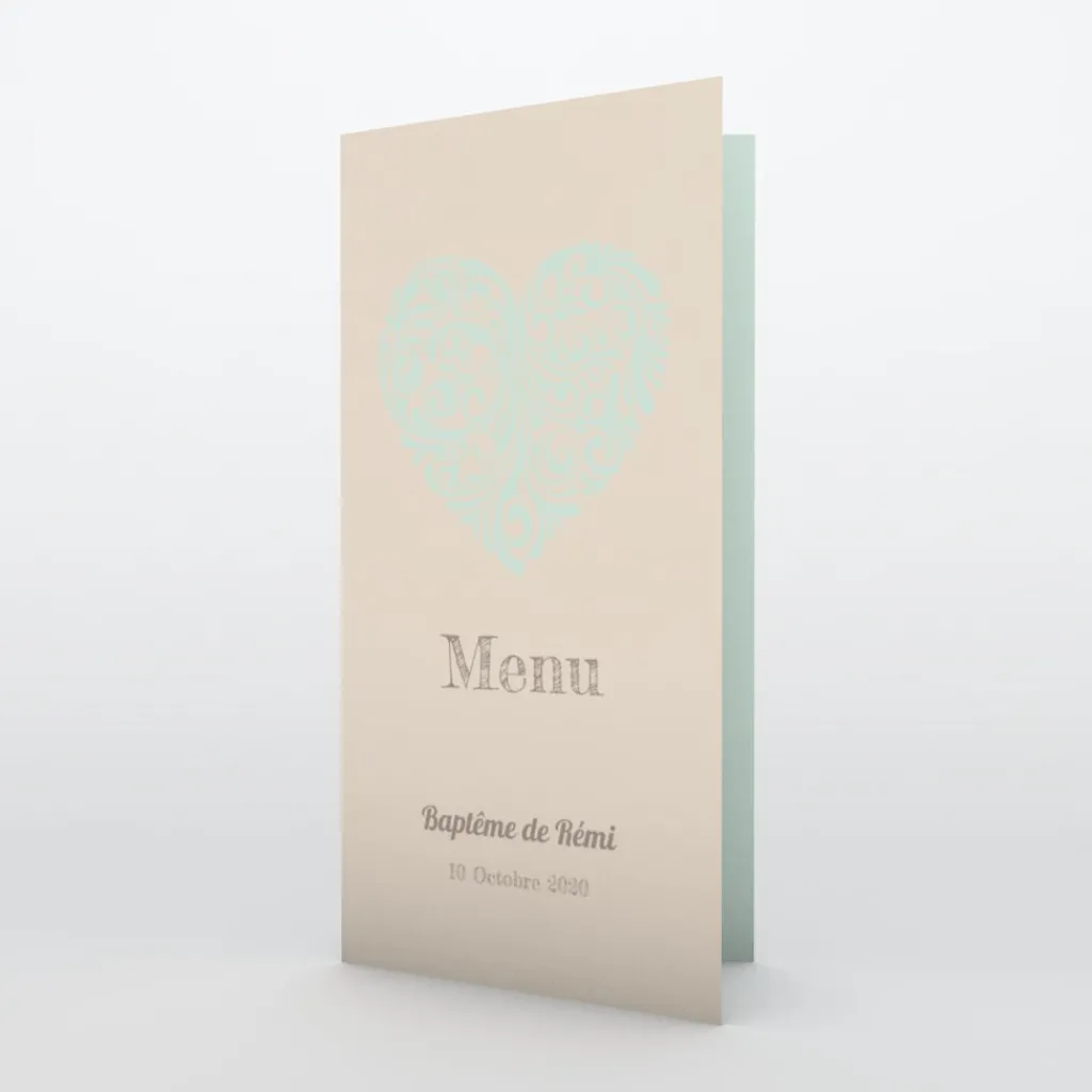 Menu Baptême^Planet cards Cœur Original