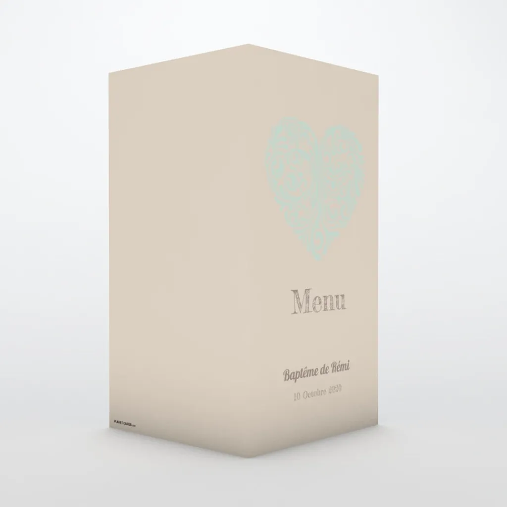 Menu Baptême^Planet cards Cœur Original