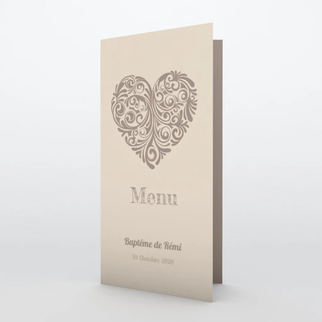 Menu Baptême^Planet cards Cœur Original