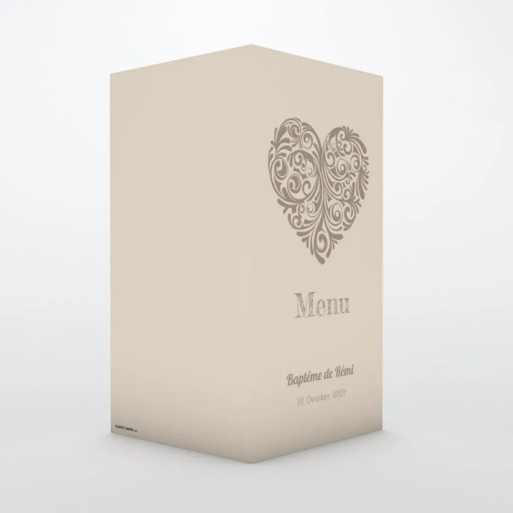 Menu Baptême^Planet cards Cœur Original