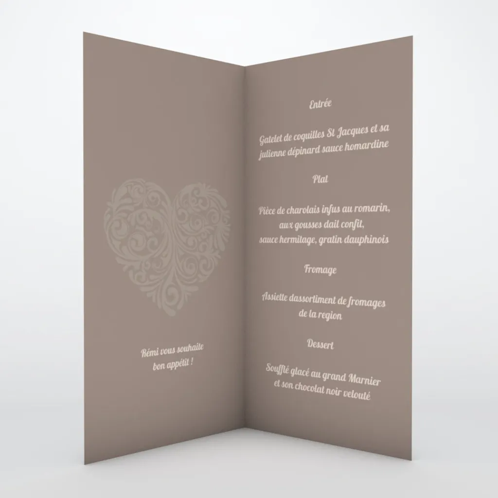 Menu Baptême^Planet cards Cœur Original