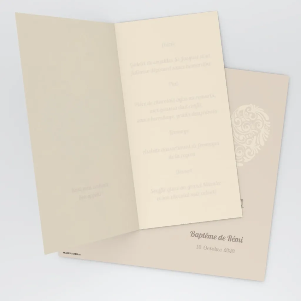Menu Baptême^Planet cards Cœur Original
