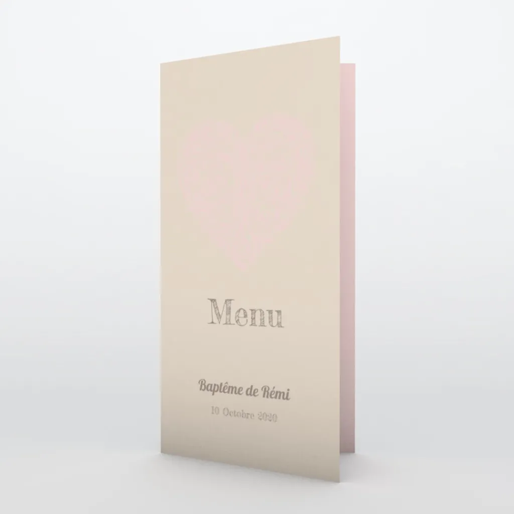 Menu Baptême^Planet cards Cœur Original