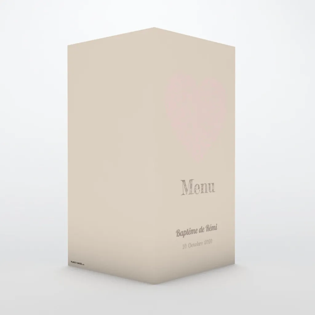 Menu Baptême^Planet cards Cœur Original