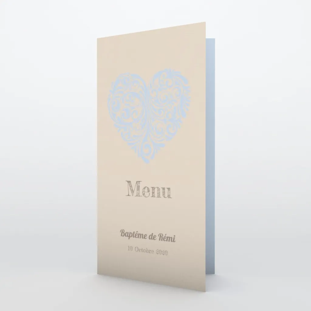 Menu Baptême^Planet cards Cœur Original