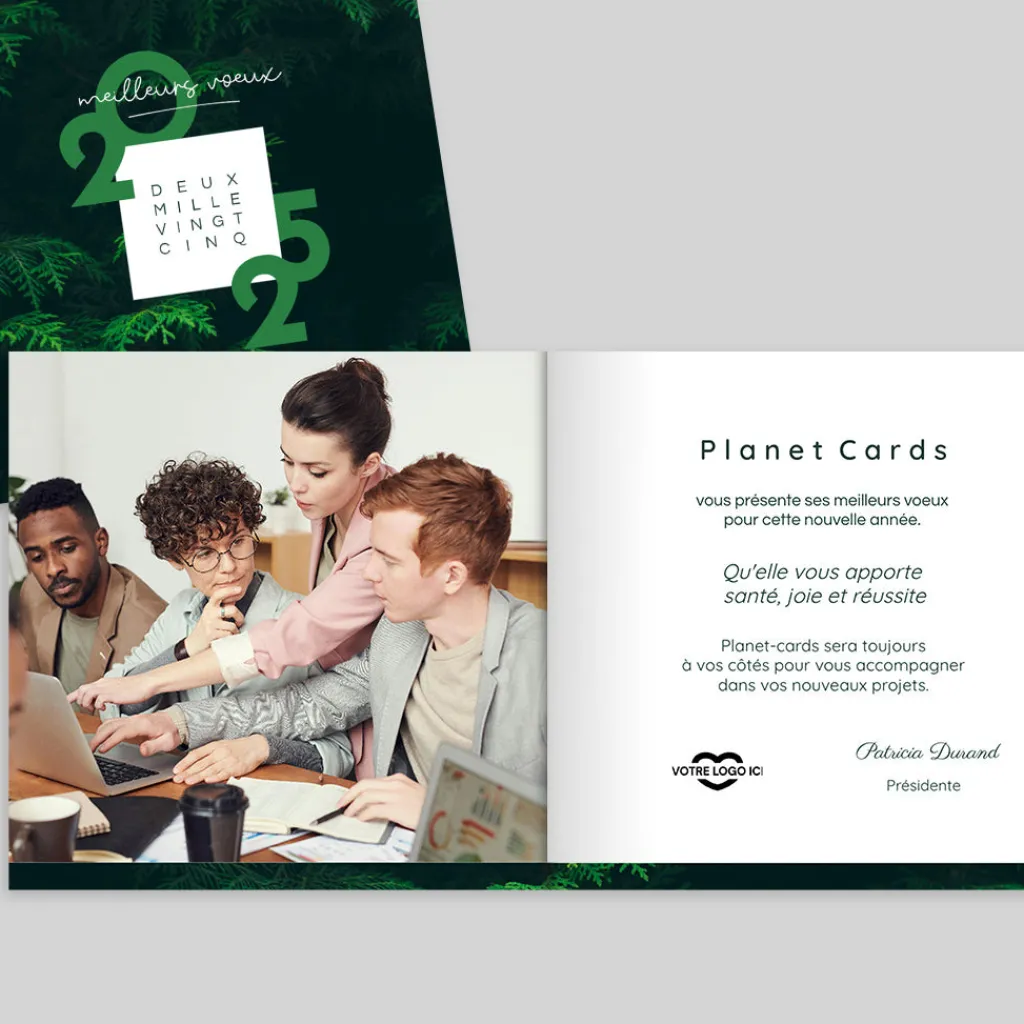 Carte De Vœux Entreprise Nature^Planet cards Dans les Sapins