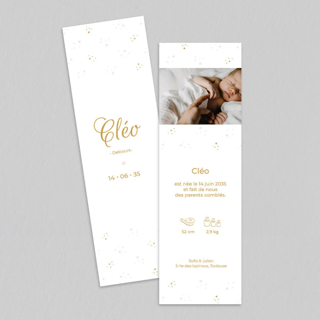 Faire-part Naissance Marque-page^Planet cards Dans les étoiles