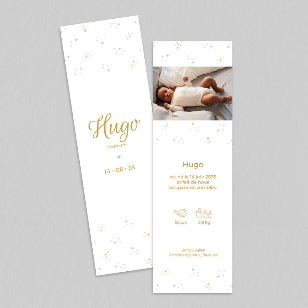 Faire-part Naissance Marque-page^Planet cards Dans les étoiles