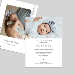 Faire-part Naissance Fille^Planet cards Delphimium Délicat