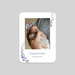Faire-part Naissance Fille^Planet cards Delphimium Délicat