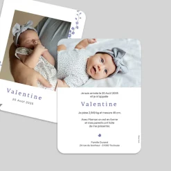 Faire-part Naissance Fille^Planet cards Delphimium Délicat