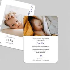Faire-part Naissance Fille^Planet cards Delphimium Et Pictos