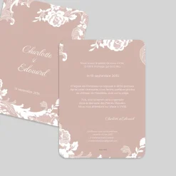 Faire-part Mariage Champêtre^Planet cards Dentelle et roses