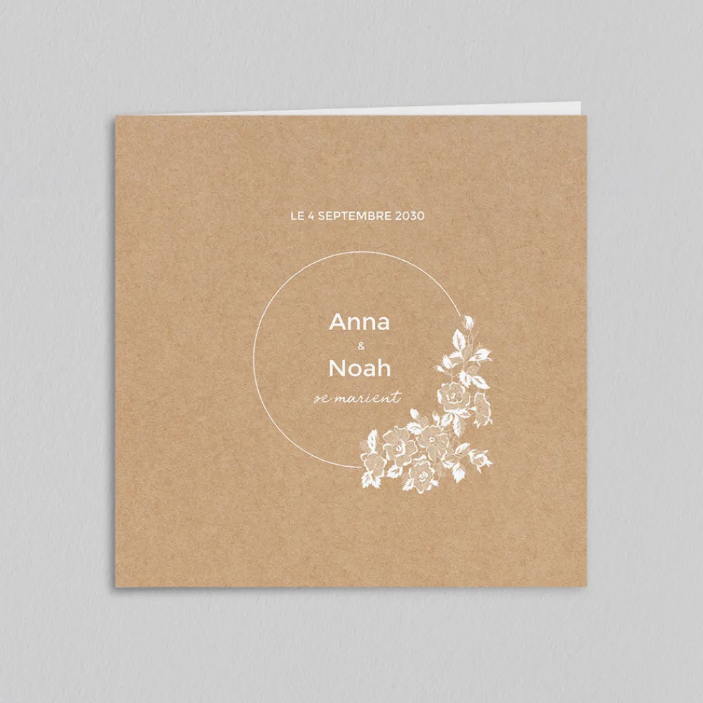 Faire-part Mariage Champêtre^Planet cards Dentelle et roses blanches