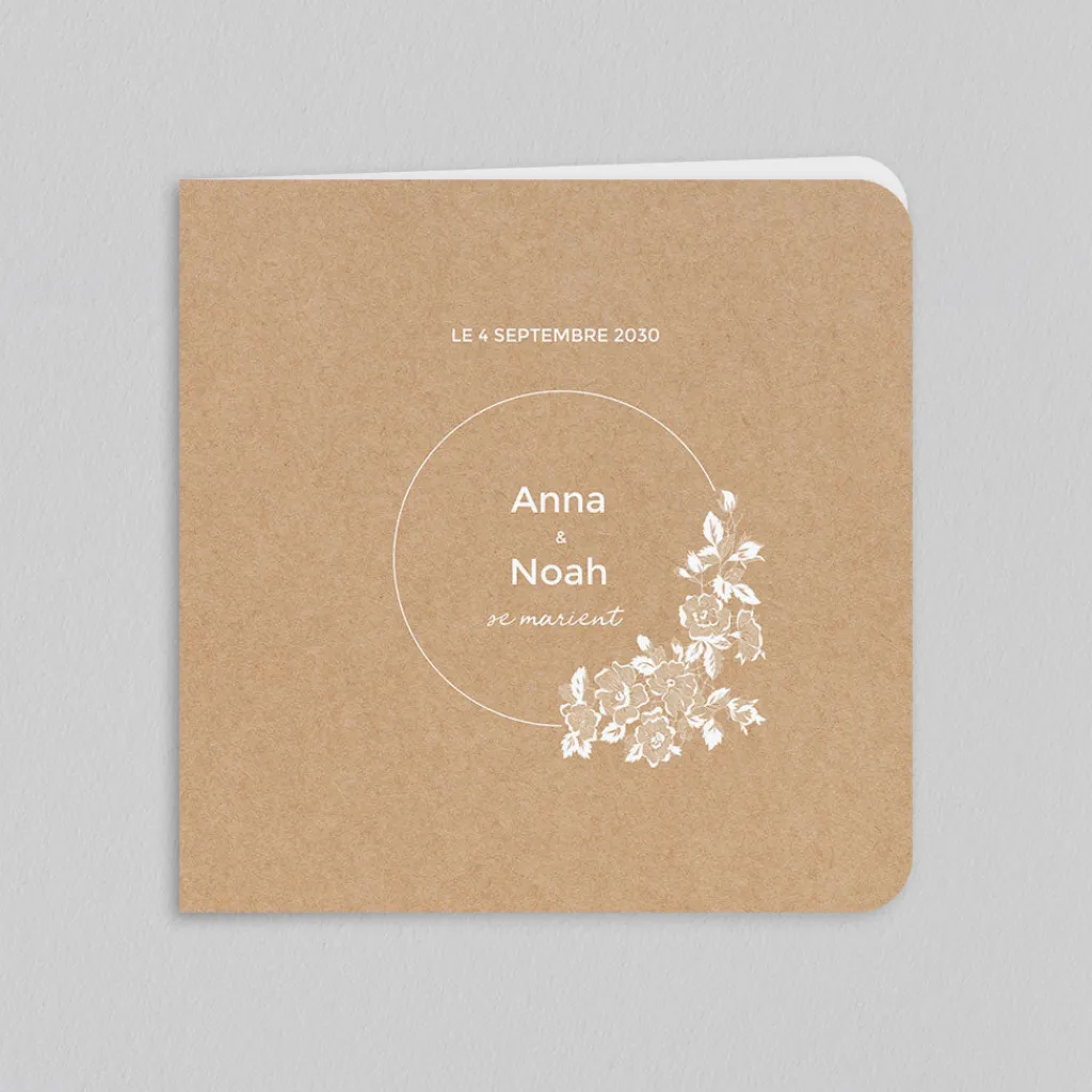 Faire-part Mariage Champêtre^Planet cards Dentelle et roses blanches