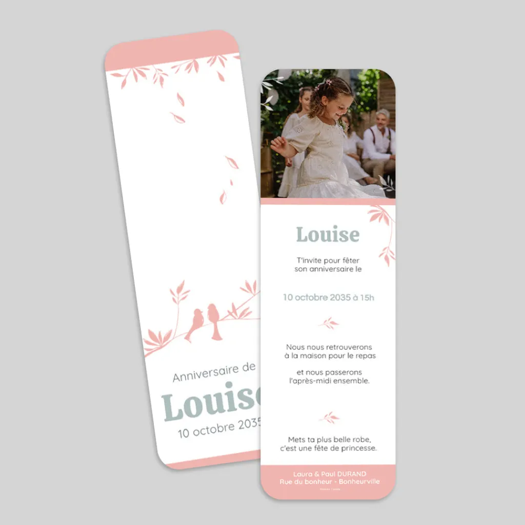 Carte Invitation Anniversaire Enfant Animaux | Carte Invitation Anniversaire Enfant Fille^Planet cards Deux Petits Oiseaux