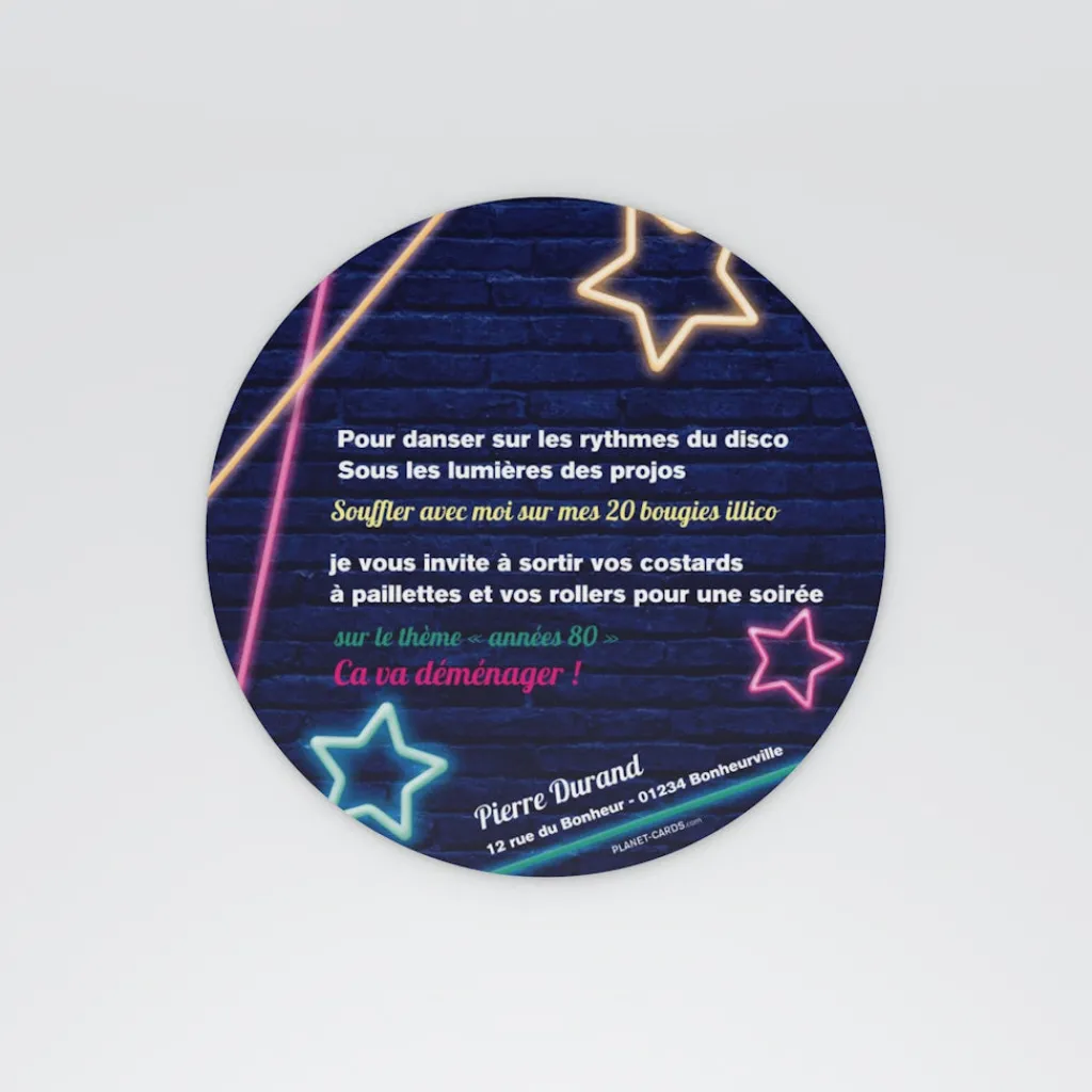 Carte Invitation Anniversaire Adulte Moderne | Carte Invitation Anniversaire Adulte Originale^Planet cards Disco néon
