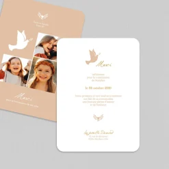 Carte Remerciement Communion^Planet cards Douce colombe