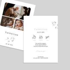 Faire-part Naissance Fille^Planet cards Douceur d'eucalyptus